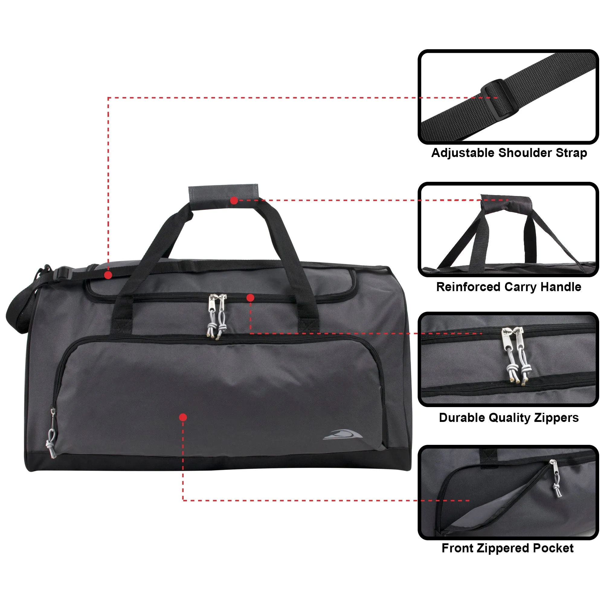 24 Inch Wide-Pocket Duffle Bags