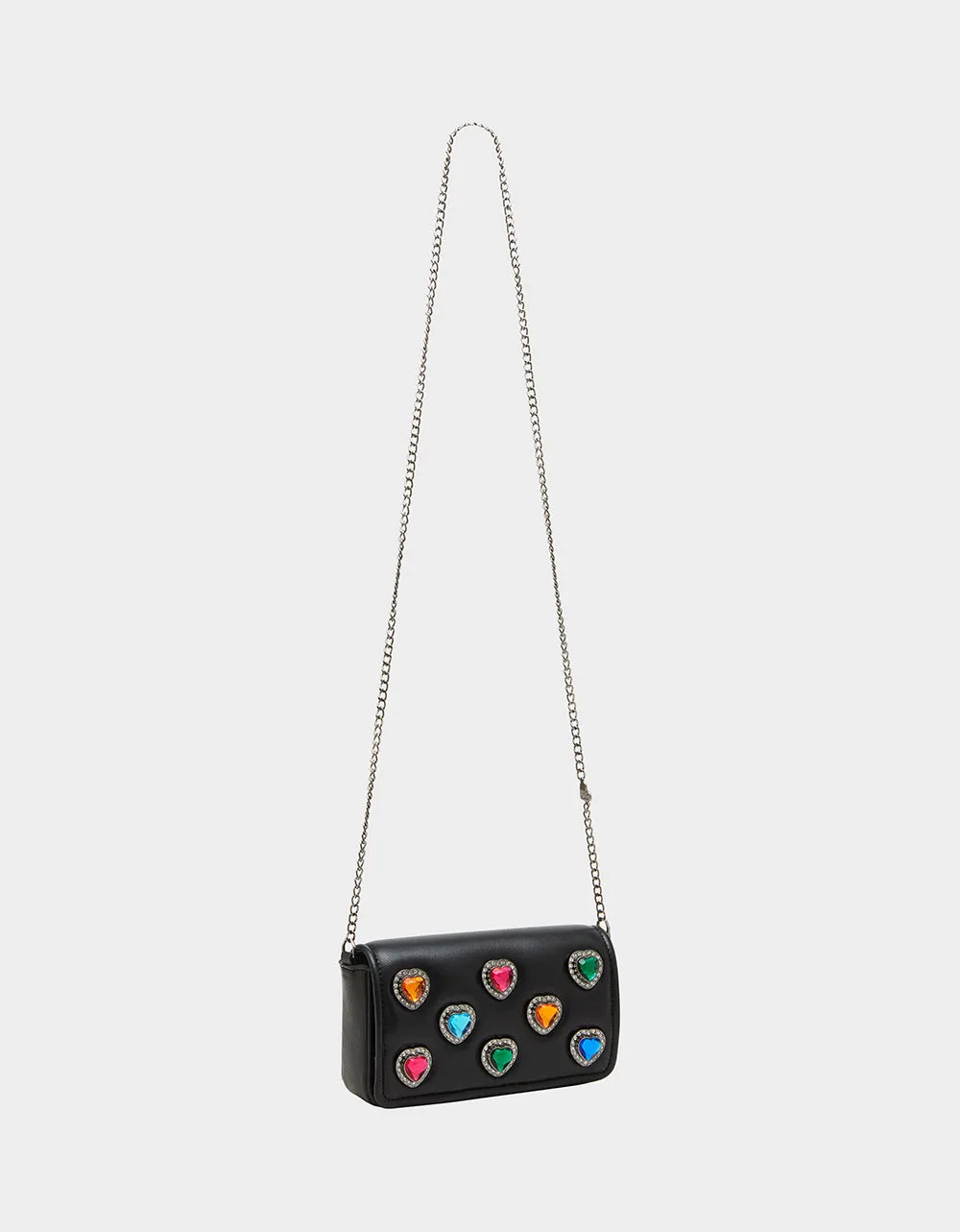 BJEWELED HEARTS CROSSBODY BLACK