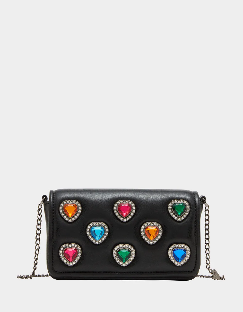 BJEWELED HEARTS CROSSBODY BLACK