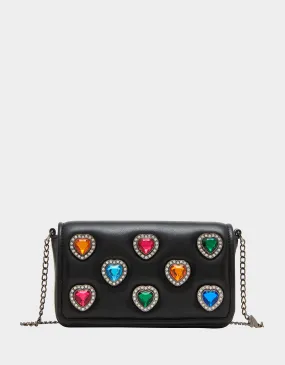 BJEWELED HEARTS CROSSBODY BLACK