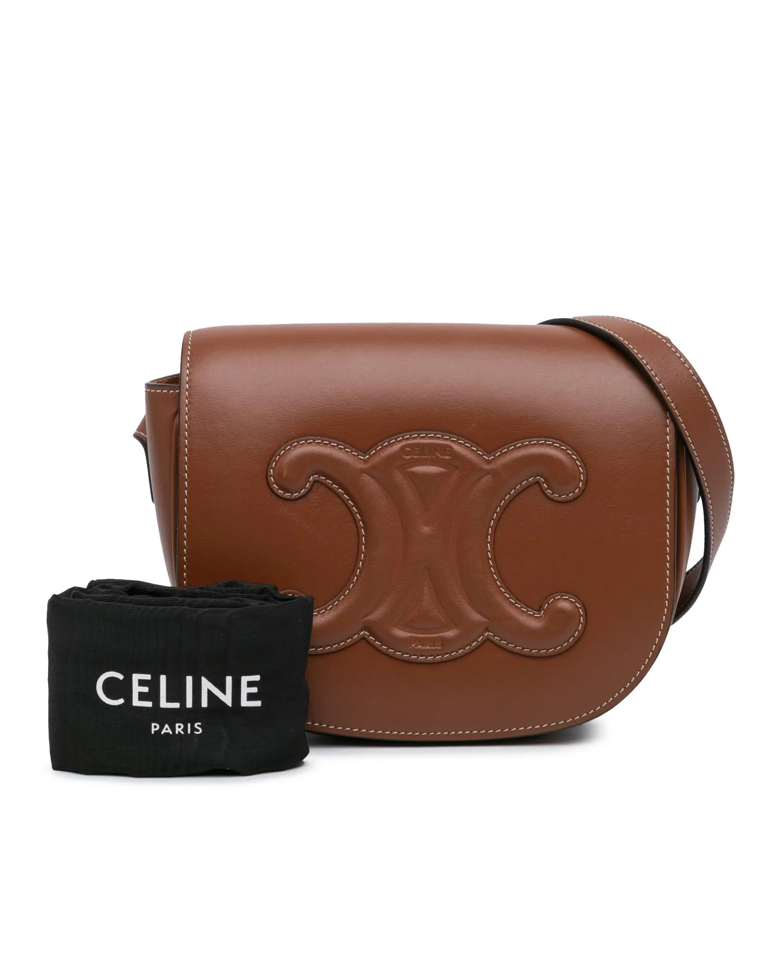 Calfskin Triomphe Folco Crossbody Bag with Adjustable Strap and Magnetic Closure