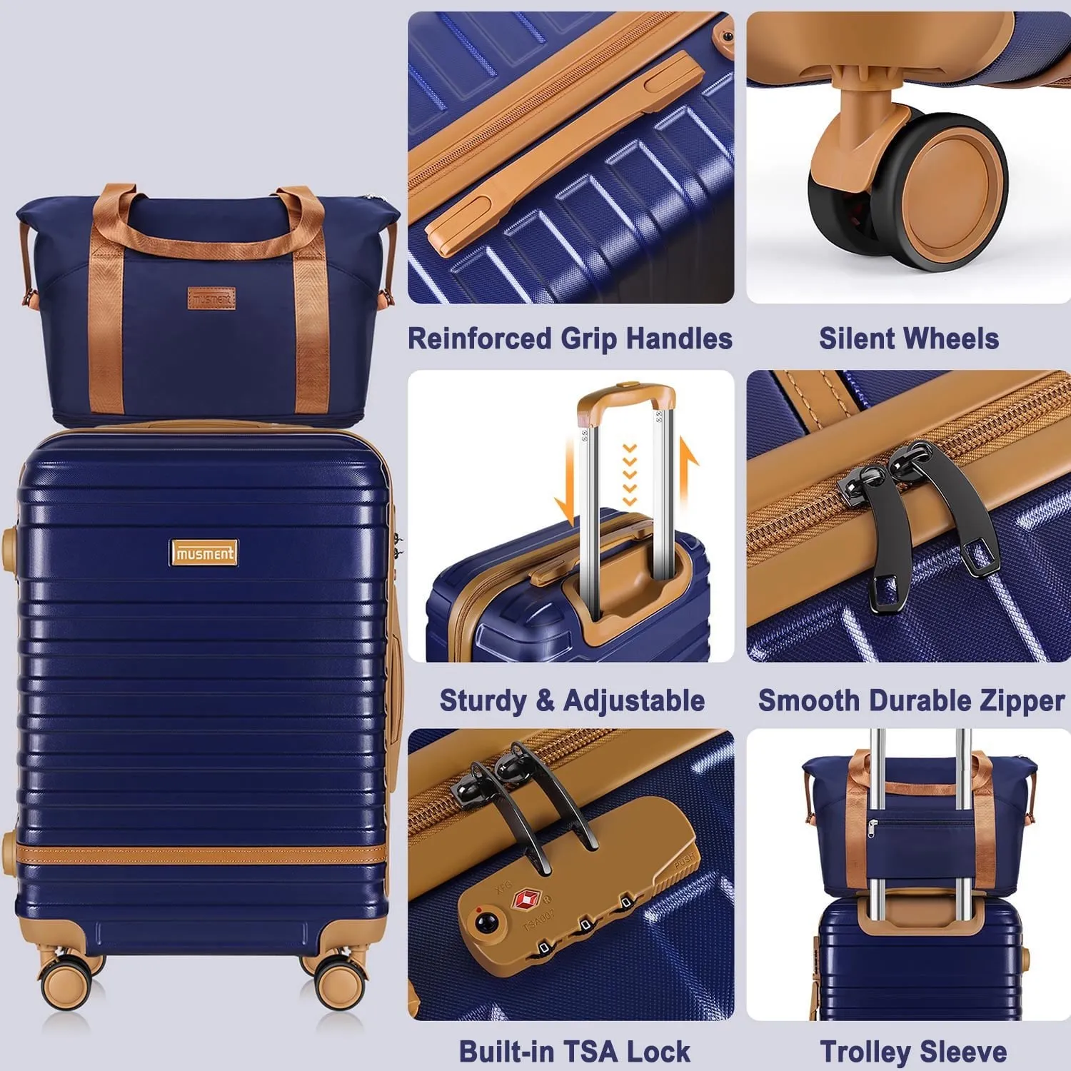 Carry On Luggage, 20 inch Expandable Suitcase Set Luggage Sets with TSA Lock and Double Spinner Wheels, Blue