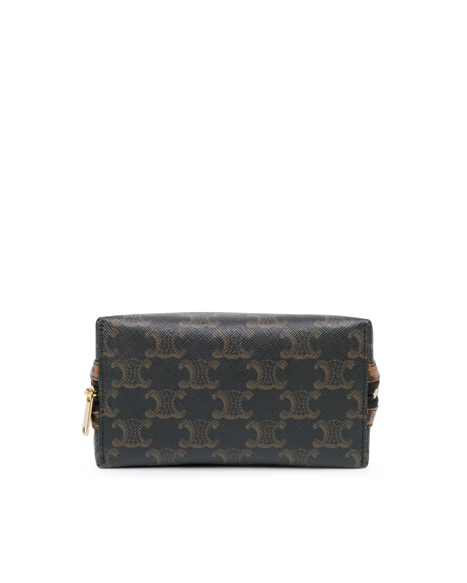 Coated Canvas Clutch with Chain Link Strap and Leather Trim