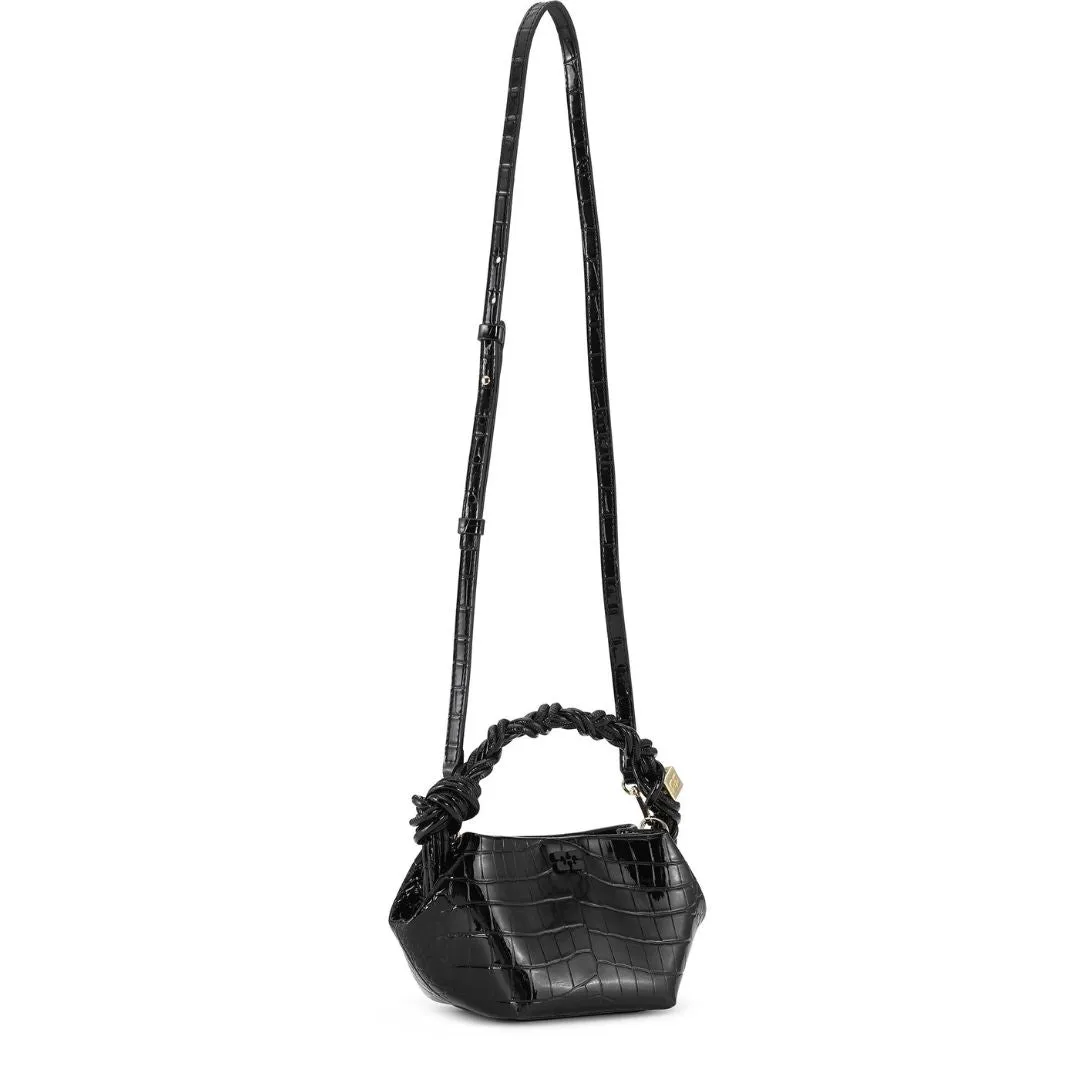 Croco Patent Mini Bou Bag (Black)