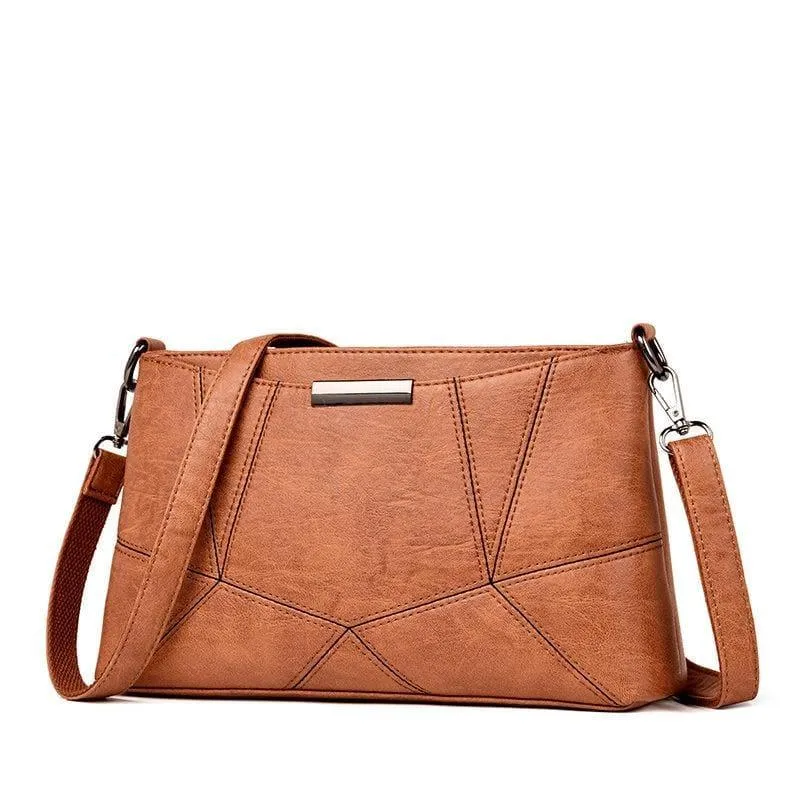 Genuine Leather Handbags Pigskin Patchwork Flap Crossbody Bag