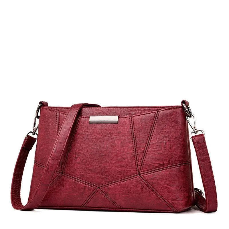 Genuine Leather Handbags Pigskin Patchwork Flap Crossbody Bag