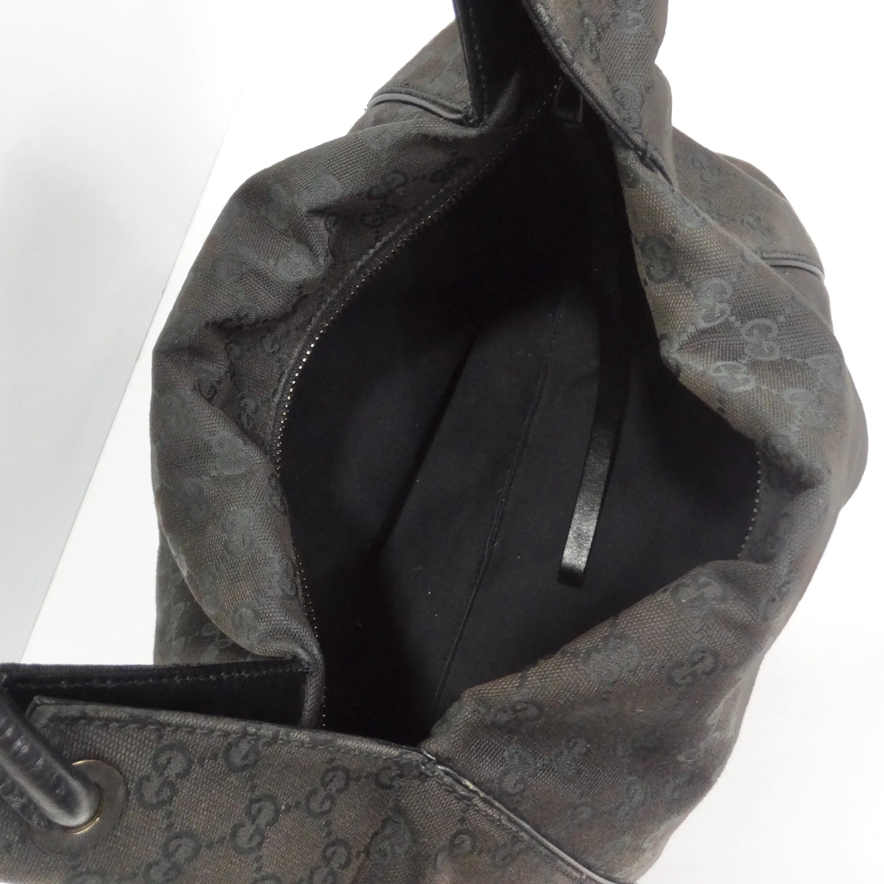 Gucci Monogram Canvas Hobo Bag Black