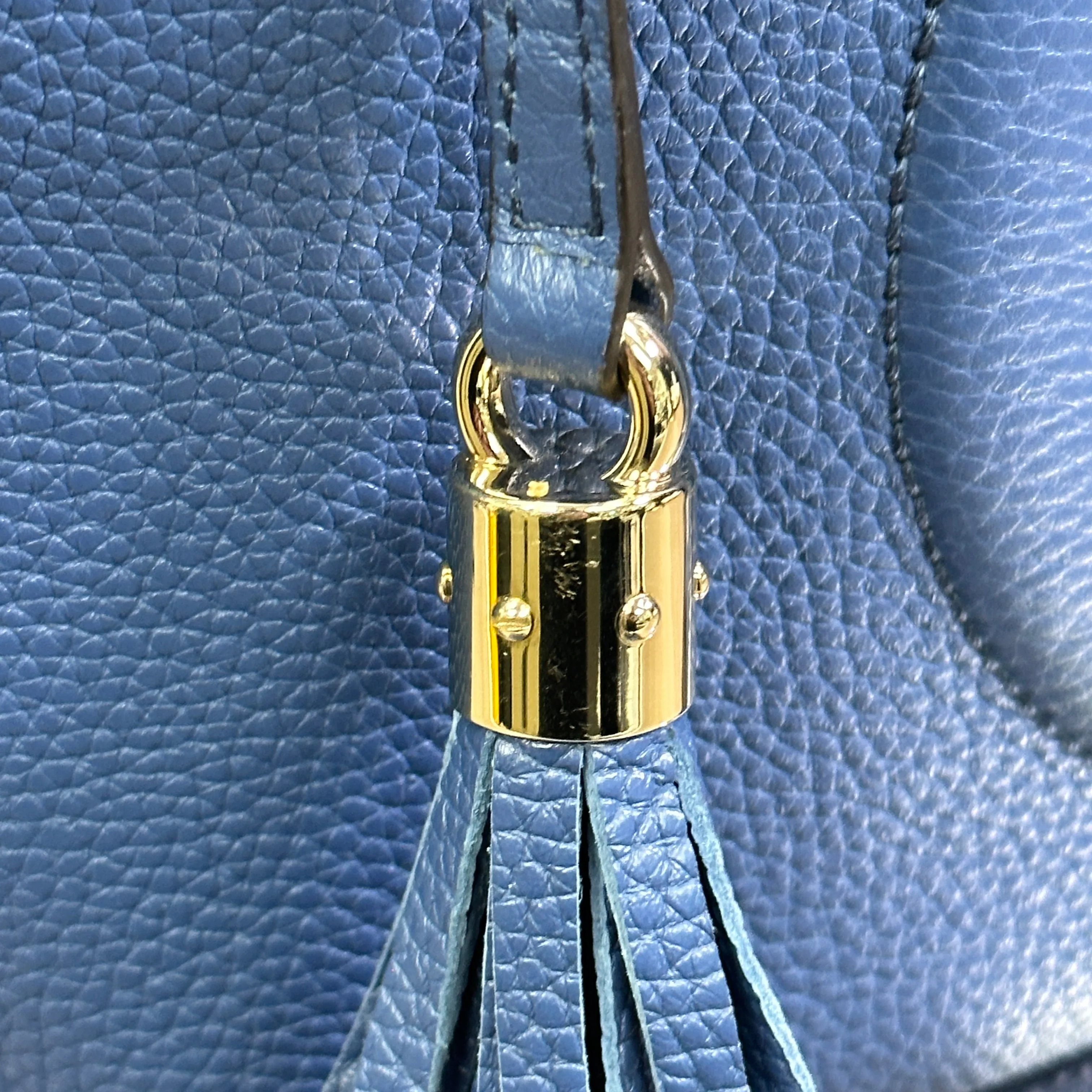 Gucci Soho Blue Caspian Gold Double Chain - Hobo Leather Shoulder Bag