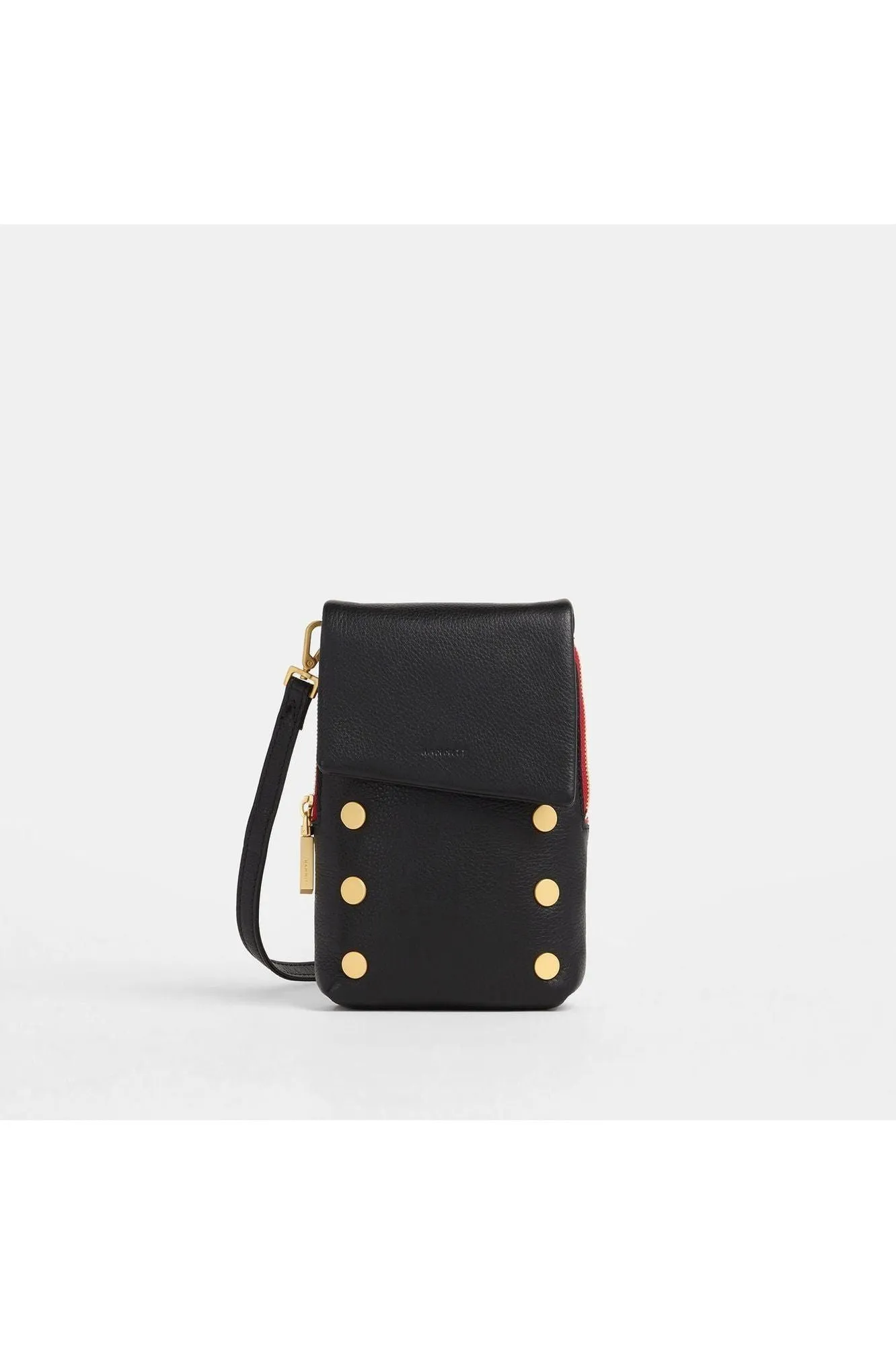 Hammitt VIP Mobile Crossbody Bag  | Black Brushed Gold Red Zip