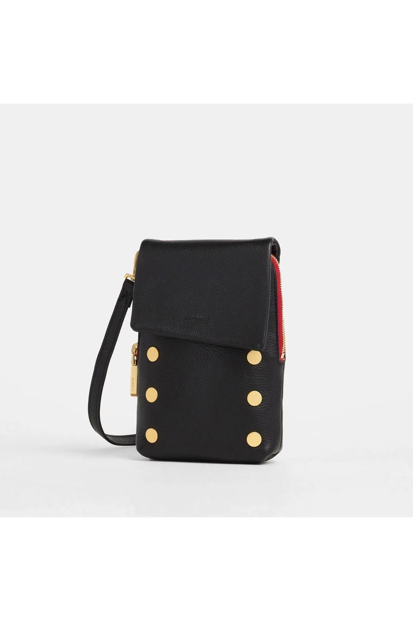 Hammitt VIP Mobile Crossbody Bag  | Black Brushed Gold Red Zip