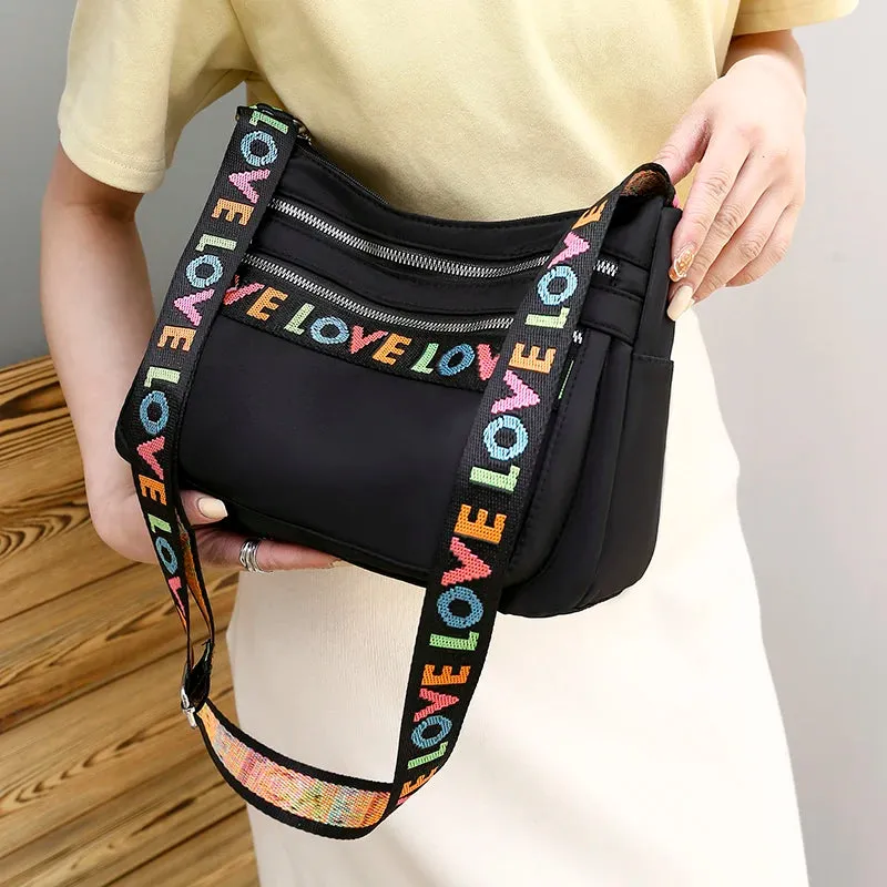 LOVE Crossbody Bag Waterproof Oxford Shoulder Travel Bag