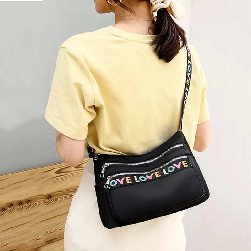 LOVE Crossbody Bag Waterproof Oxford Shoulder Travel Bag