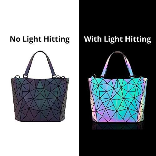 LOVEVOOK Geometric Luminous Purses and Handbags for Women Holographic Reflective Crossbody Bag Wallet