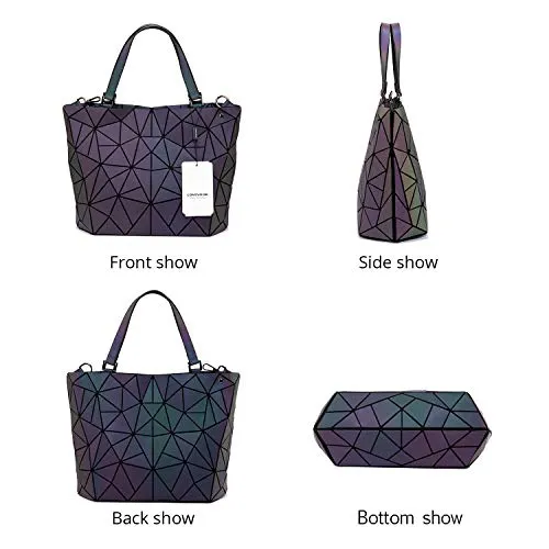 LOVEVOOK Geometric Luminous Purses and Handbags for Women Holographic Reflective Crossbody Bag Wallet