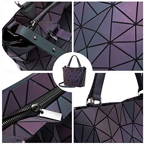 LOVEVOOK Geometric Luminous Purses and Handbags for Women Holographic Reflective Crossbody Bag Wallet