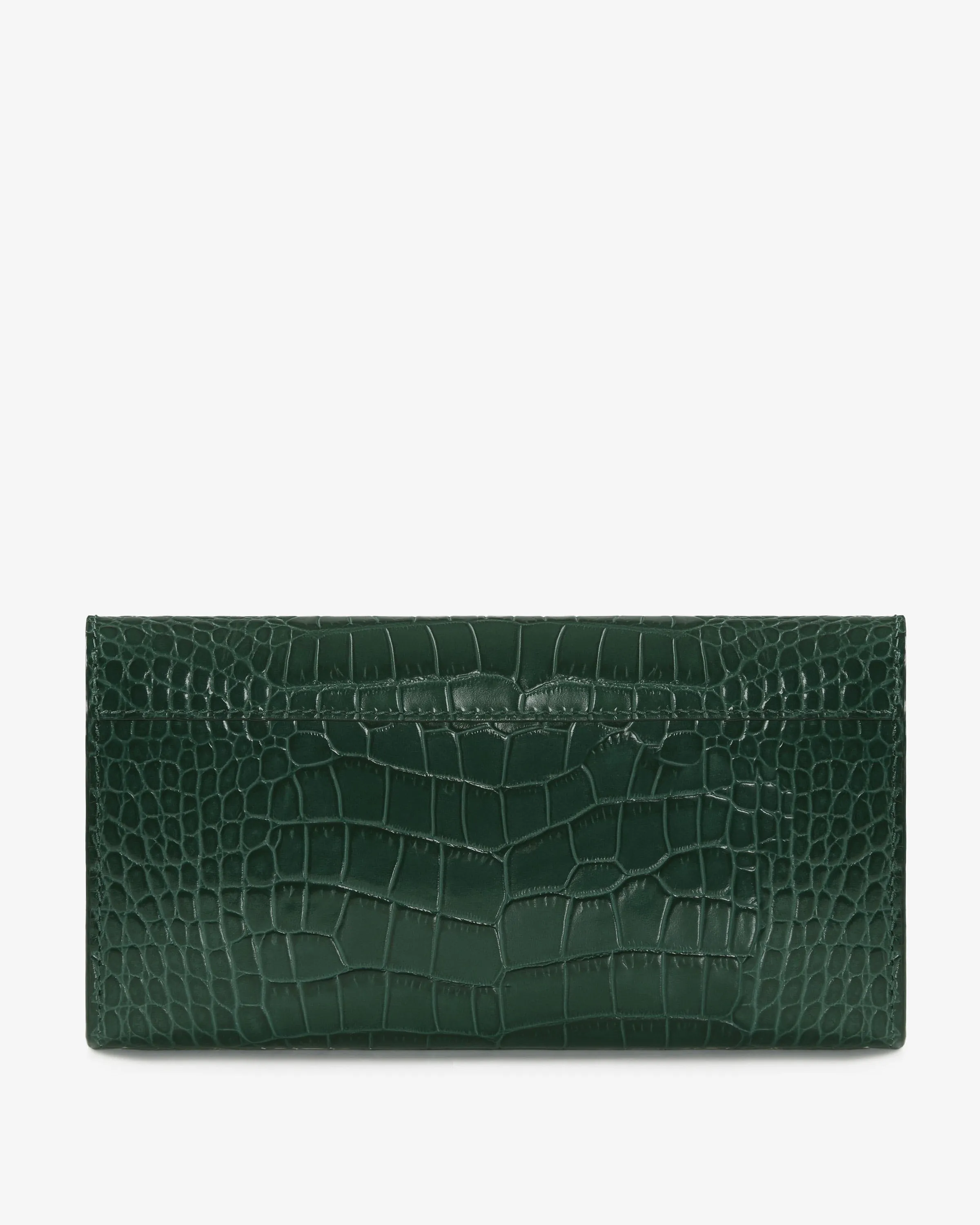 Multrees Chain Wallet - Croc-Embossed Leather Bottle Green