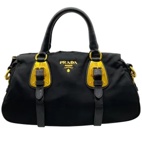 Prada Black Belted Tessuto Two Way Bag