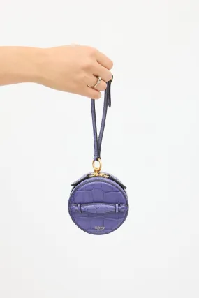 Purple Embossed Leather Mini Trunk Wristlet