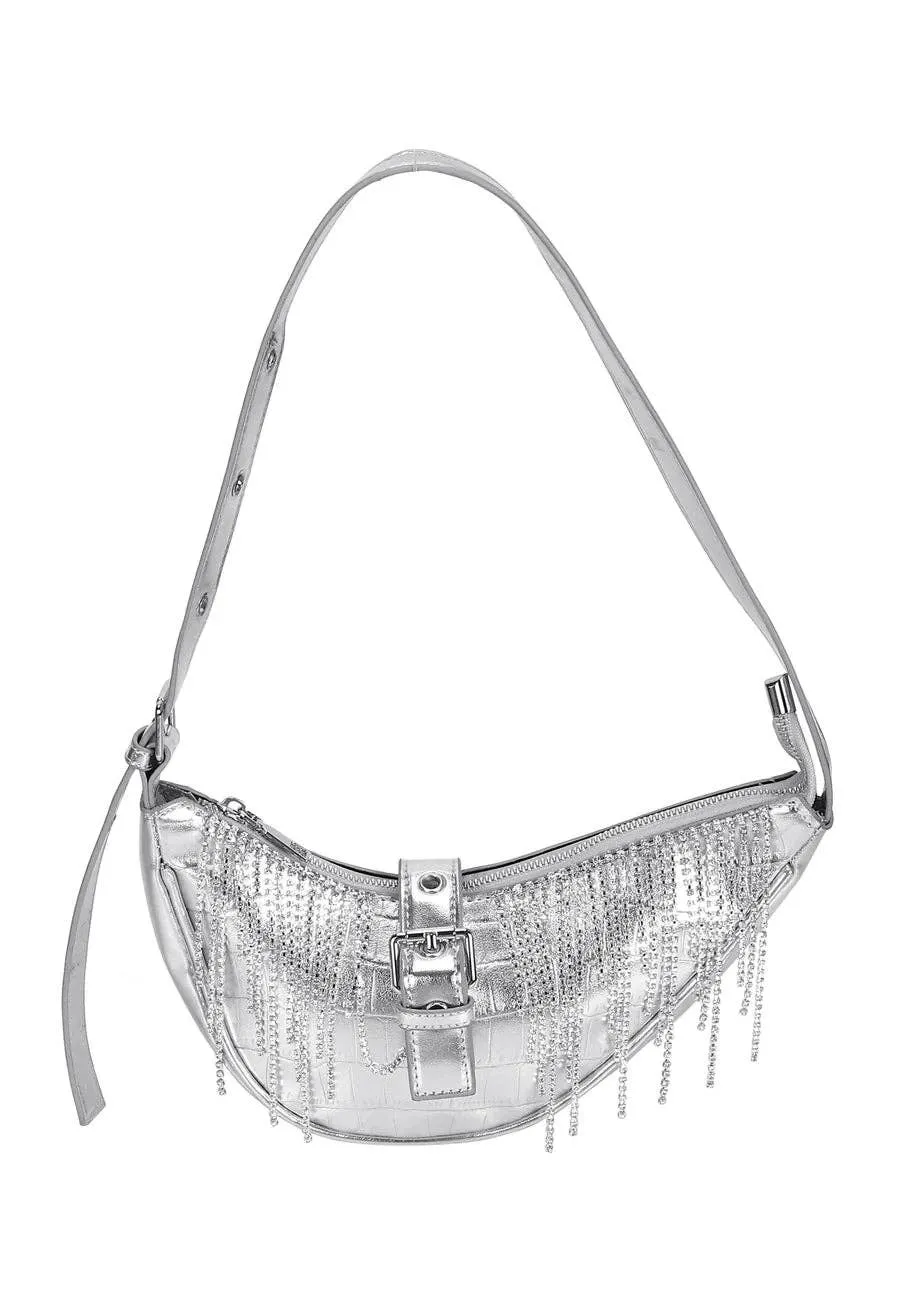 Silver Diamanté Shoulder Bag