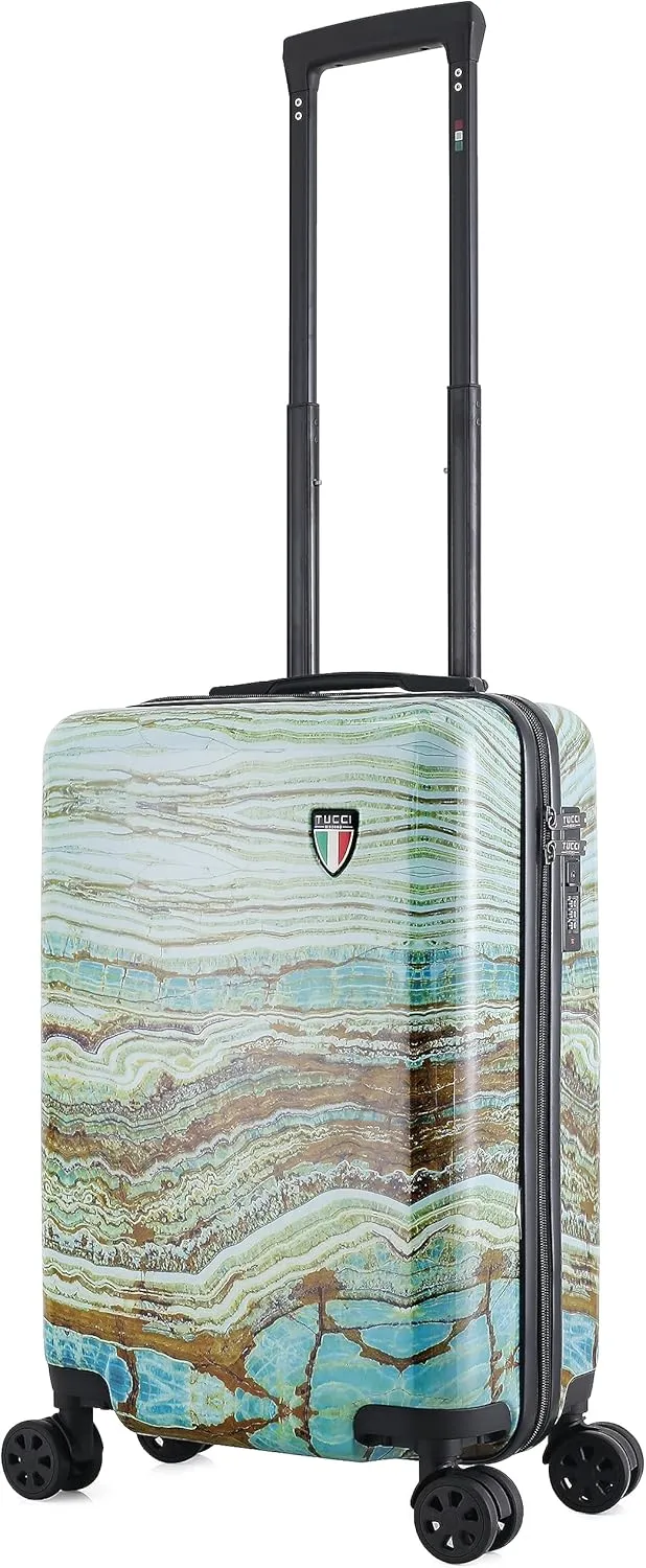 TUCCI Emerald Marble Carry on Hardside Suitcase