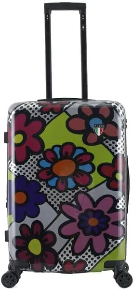 TUCCI Pop Art Flower Dots 28” Large Hardside Checked Suitcase